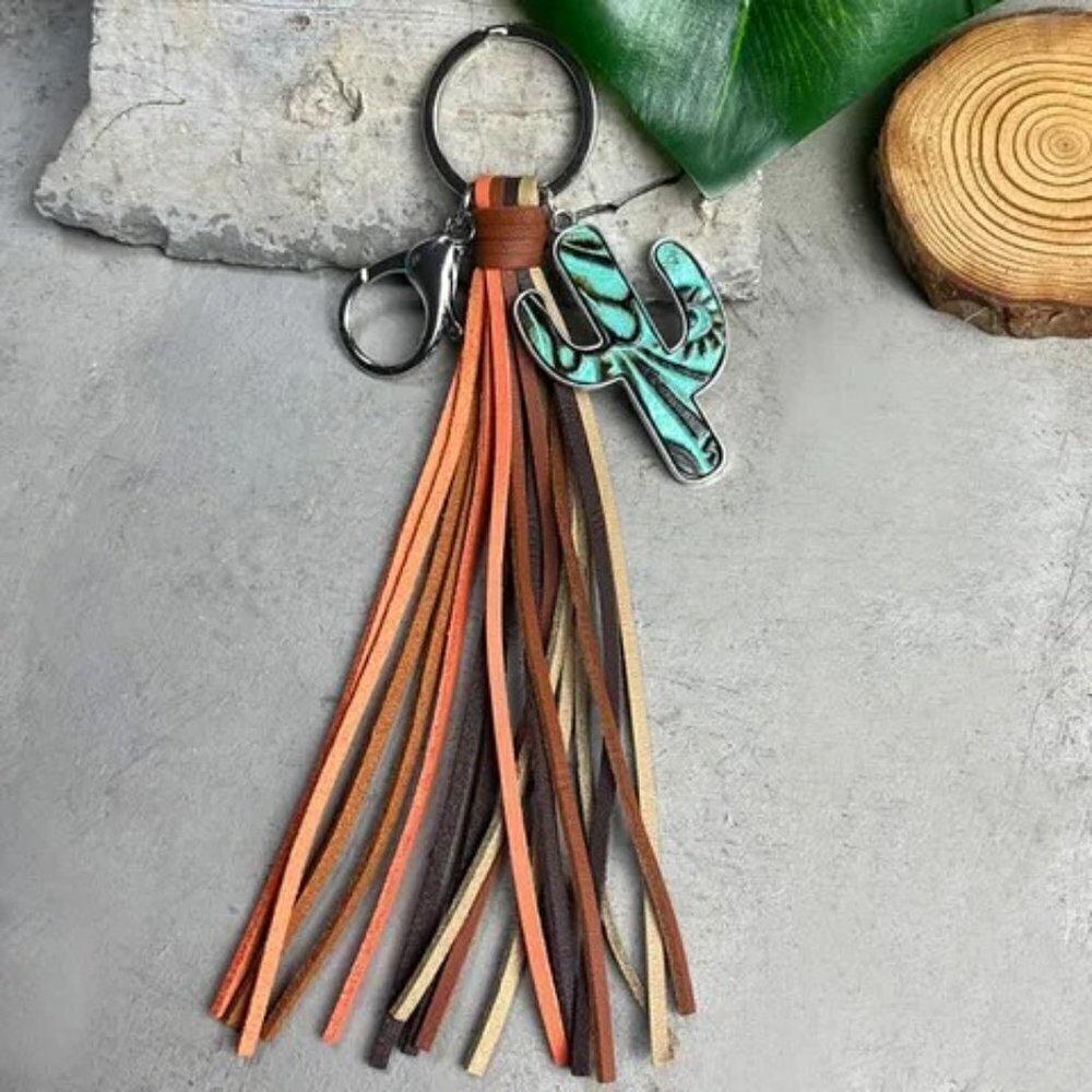 Cactus Tassle Keychain NWT